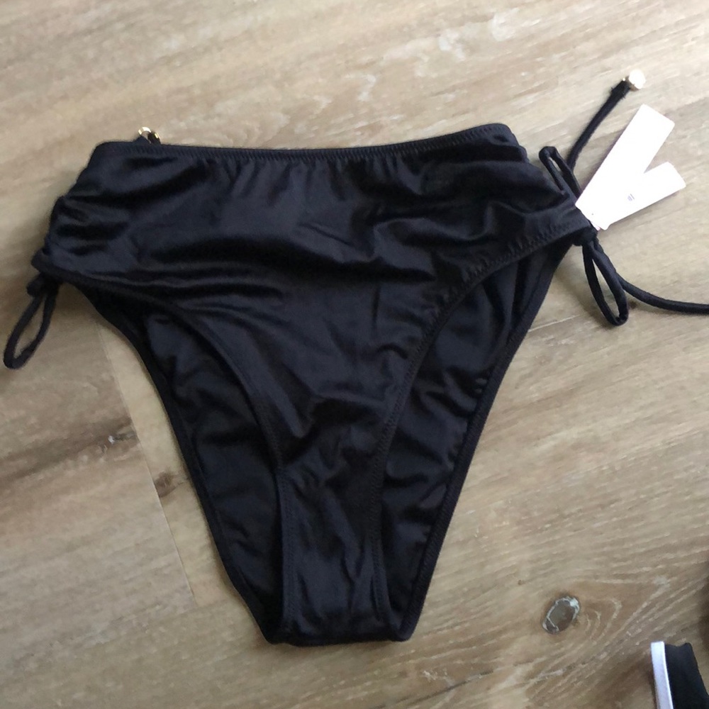Black hi rise bikini bottoms.